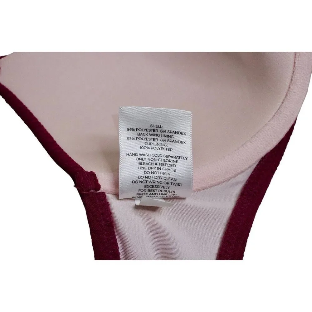 Shade & Shore F311408 Burgundy Push Up Padded Bikini Bra Swim Top 34B Poolcore‎